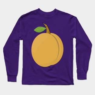 Apricot with a sprig and a leaf. Fruit drawing. Long Sleeve T-Shirt